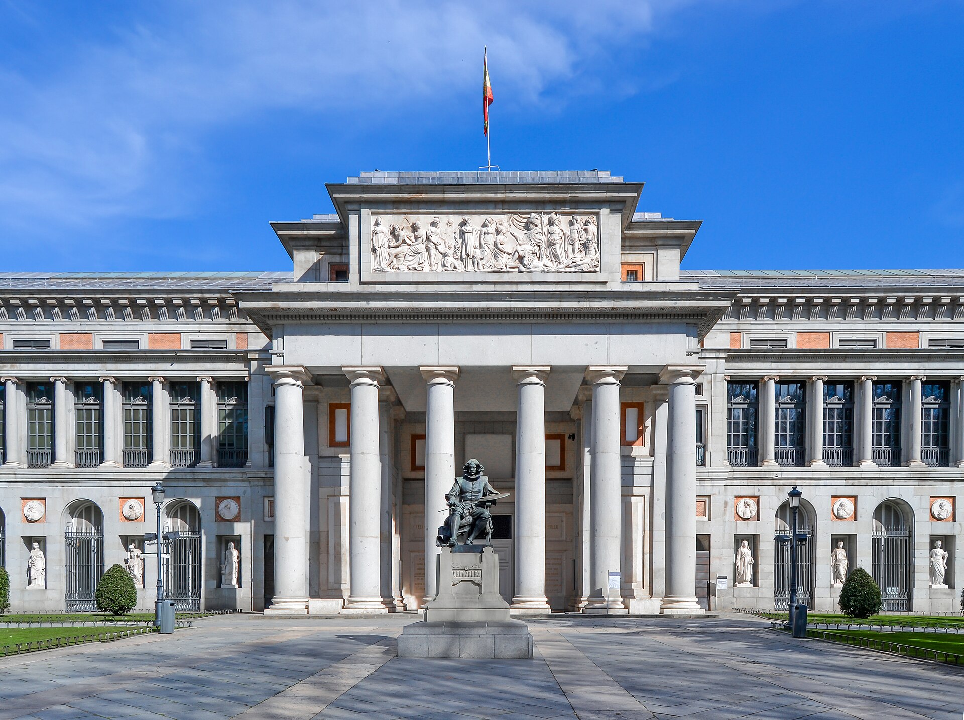 Neoclassical facade of the Prado Museum in Madrid